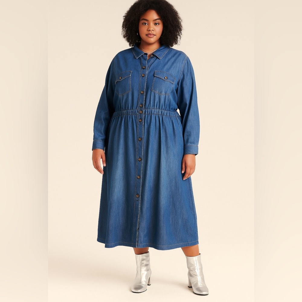 Brand New Denim Long Sleeve Dress Sz 30/32 - Picture 15 of 17